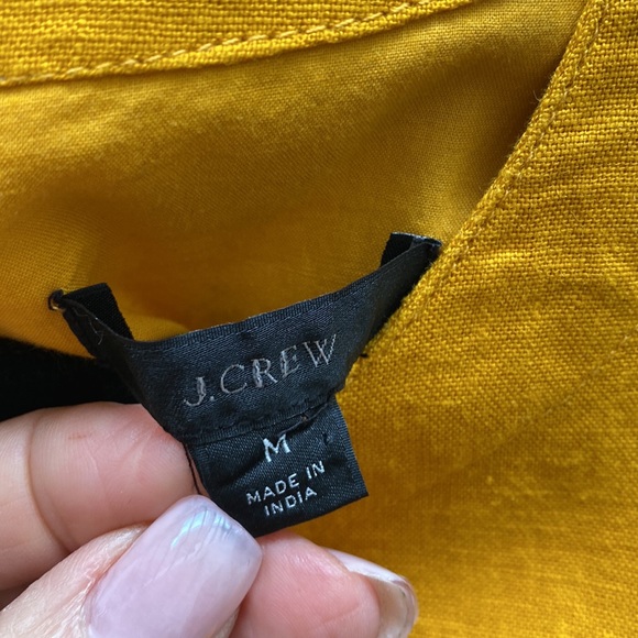 J. Crew NWOT lined linen dress with pockets in mustard. Excellent condition - Picture 3 of 4
